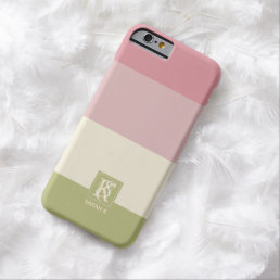 Cream Rose Green Color Palette Stripes Monogram Barely There iPhone 6 Case