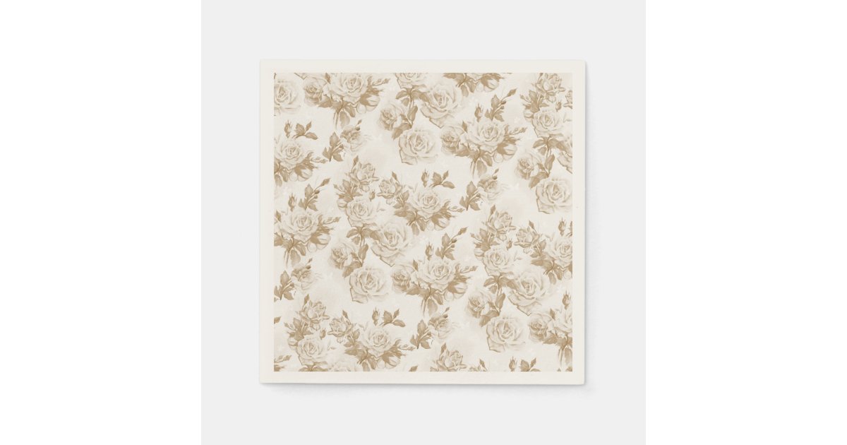 Cream Rose Pattern Napkins 