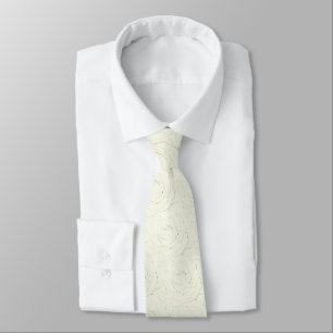 Cream Rose Petals Sketch Neck Tie