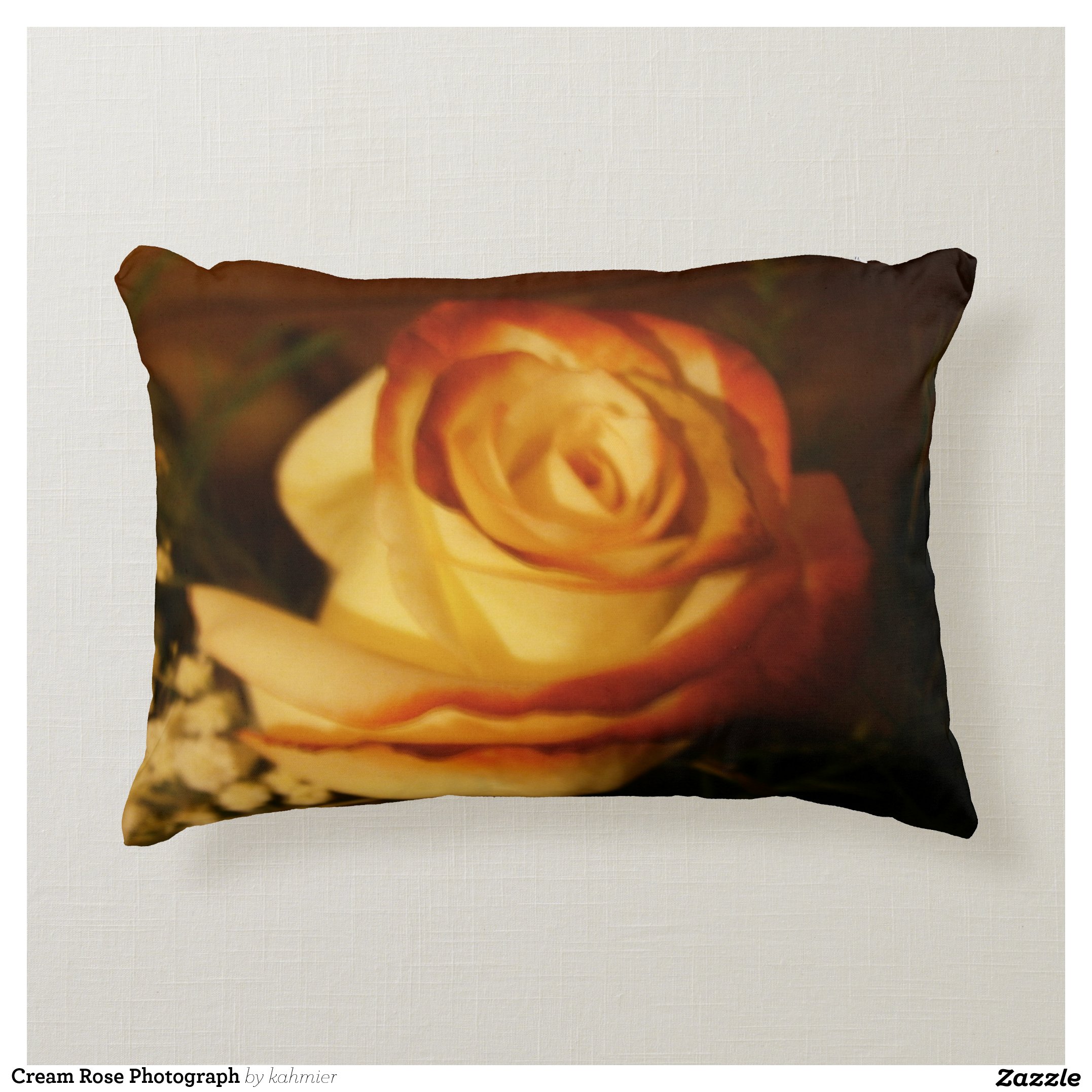 Cream Rose Photograph Accent Pillow