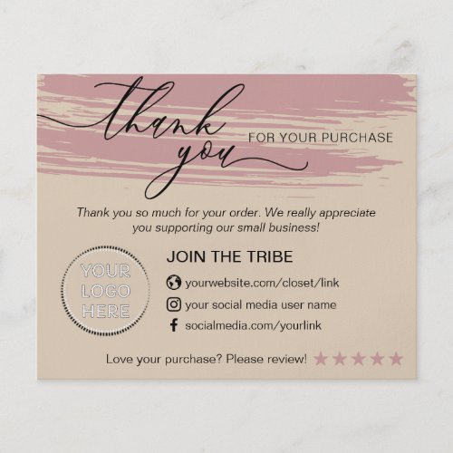 Cream Rose Pink Store Small Business Thank you Flyer