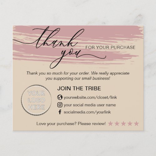 Cream Rose Pink Store Small Business Thank you Flyer