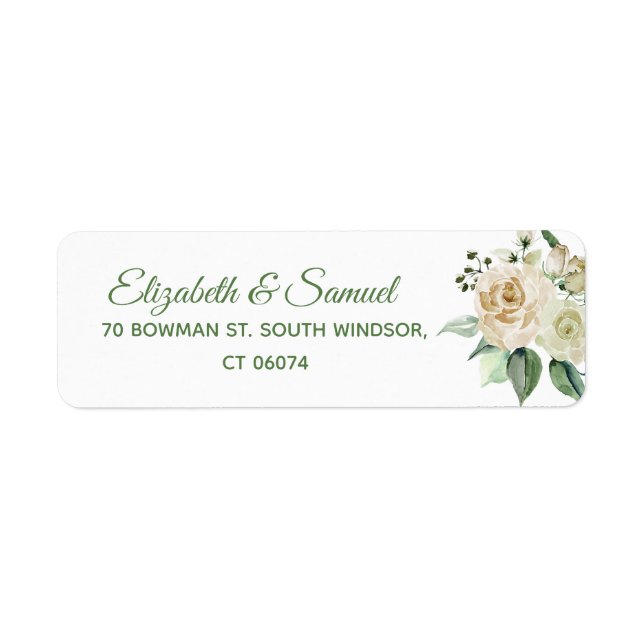 Cream Rose Wedding Bride Groom Names Template Label (Front)