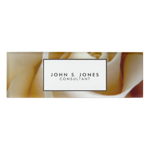 Cream Rose Wedding Photo Name Tag