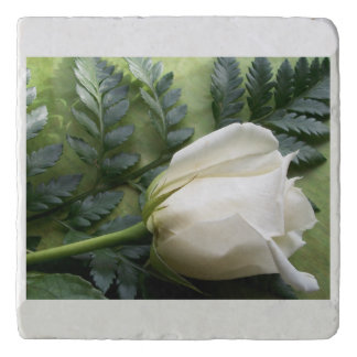 Cream Rosebud Marble Trivet