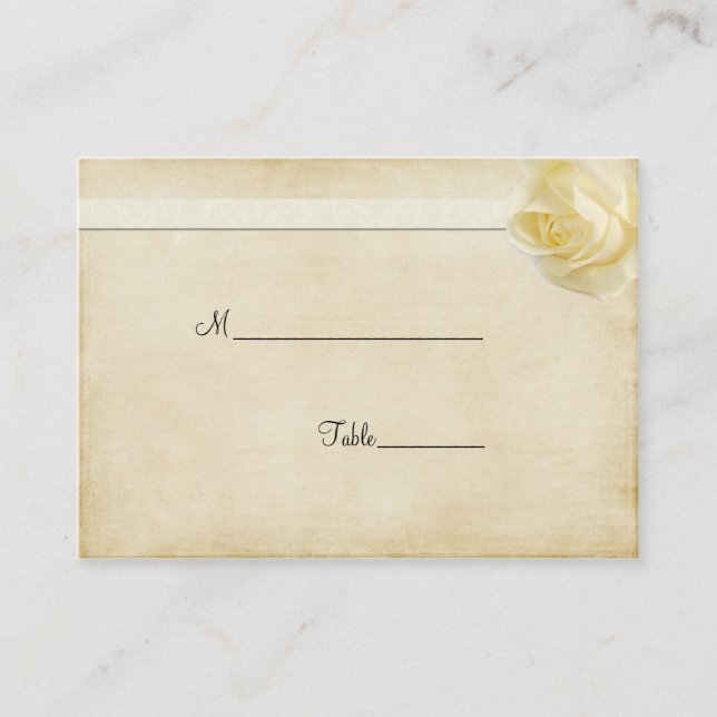 Cream Rosebud Table Place Card (Front)