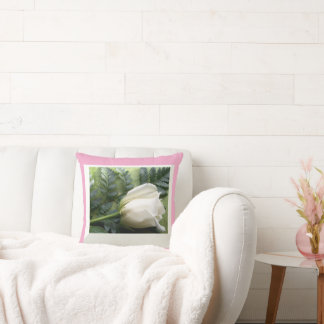 Cream Rosebud Throw Pillow