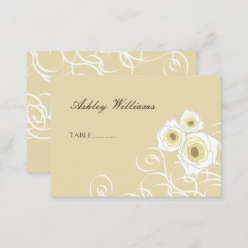 Cream Roses And Swirls Elegant Romantic Wedding Place Card by fatfatin_blue_knot at Zazzle