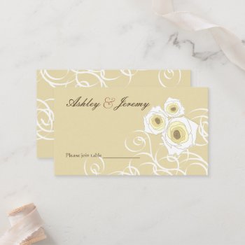 Cream Roses And Swirls Elegant Romantic Wedding Place Card by fatfatin_blue_knot at Zazzle