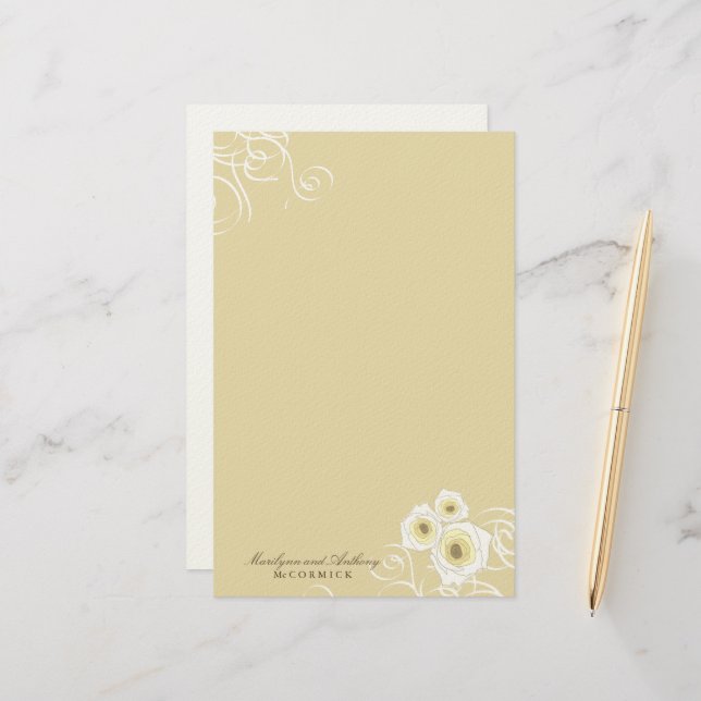 Cream Roses And Swirls Elegant Romantic Wedding Stationery (Front/Back In Situ)