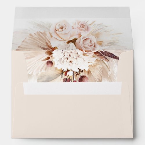 Cream Roses Light Pastel Elegant Boho Wedding Envelope