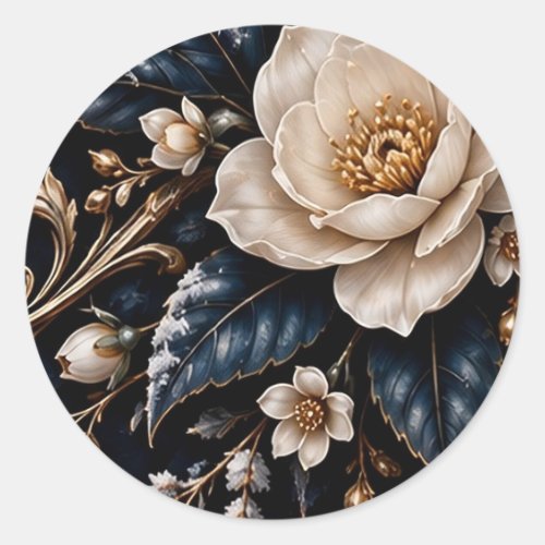Cream Roses Navy Celestial Wedding Envelope Seals
