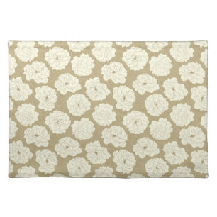 Cream Roses on Golden Beige - seamless pattern. Cloth Placemat