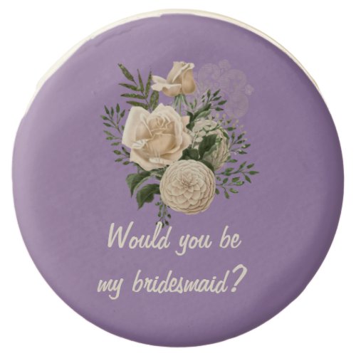 Cream Roses on Lavender Would You Be My Bridesmaid Chocolate Covered Oreo