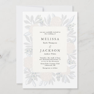 Cream Roses Wedding Invitation