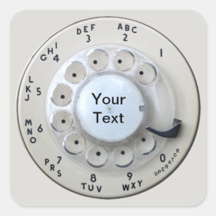 Cream Rotary Telephone Dial Square Sticker