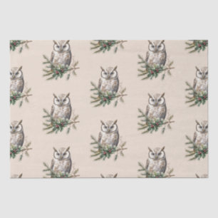 Cream Rustic Owls and Flowers Tissue Paper