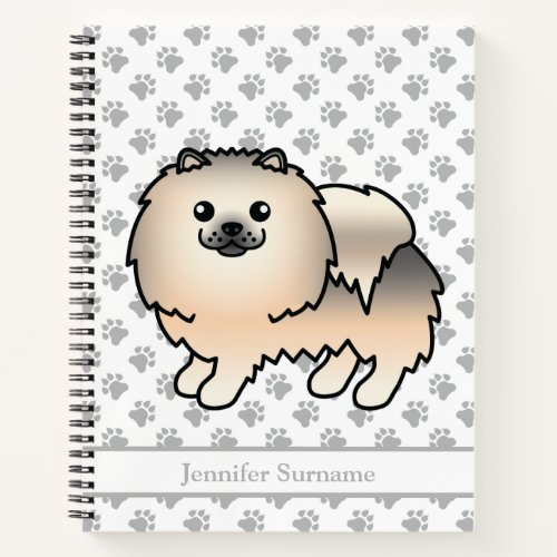 Cream Sable Pomeranian Cartoon Dog  Custom Text Notebook