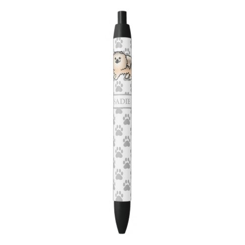 Cream Sable Pomeranian Cute Cartoon Dog  Name Black Ink Pen