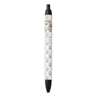 Cream Sable Pomeranian Cute Cartoon Dog &amp; Name Pen