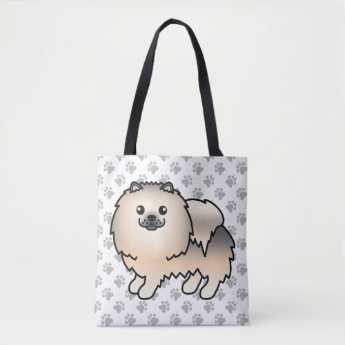 Cream Sable Pomeranian Cute Cartoon Dog  Paws Tote Bag