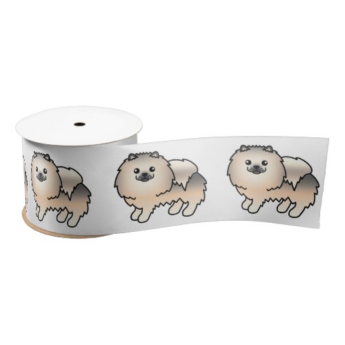 Cream Sable Pomeranian Cute Cartoon Dog Satin Ribbon