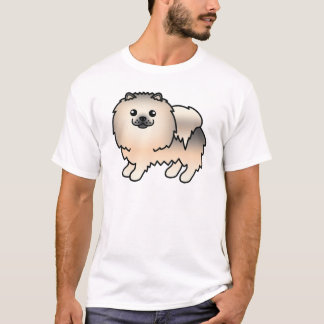 Cream Sable Pomeranian Cute Cartoon Dog T-Shirt