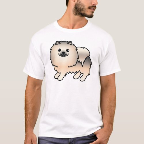 Cream Sable Pomeranian Cute Cartoon Dog T_Shirt