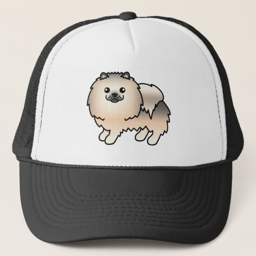 Cream Sable Pomeranian Cute Cartoon Dog Trucker Hat