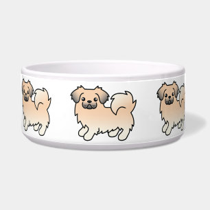 Cream Sable Tibetan Spaniel Cartoon Dog Bowl