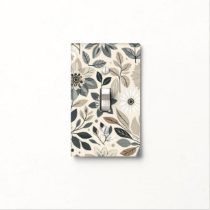 Cream & Sage Green Bold Modern Floral Pattern Light Switch Cover