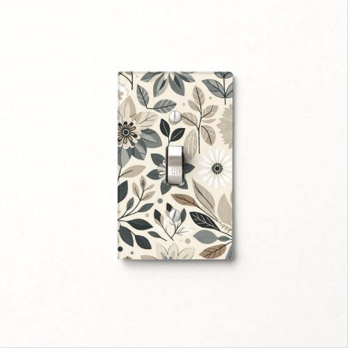 Cream  Sage Green Bold Modern Floral Pattern Light Switch Cover
