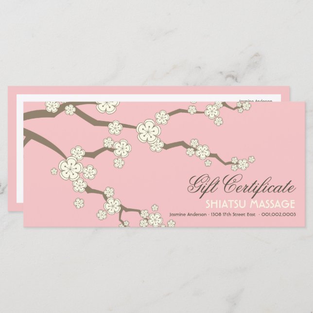 Cream Sakura Cherry Blossoms Zen Gift Certificate (Front/Back)