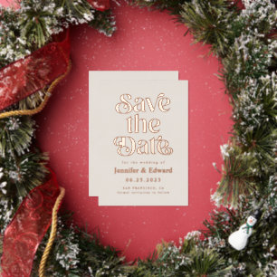 Cream Save The Date Retro Typography Foil Invitation