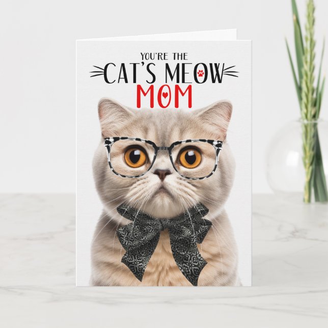Cream Scottish Fold Cat for Mom on Mother's Day Holiday Card (Front)