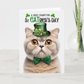 Cream Scottish Fold Lucky Charm St Catrick's Day Holiday Card by PAWSitivelyPETs at Zazzle