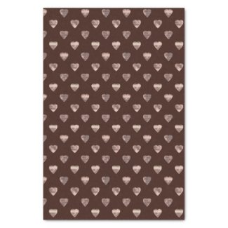 Cream Shaded Hearts on Brown Tissue Paper