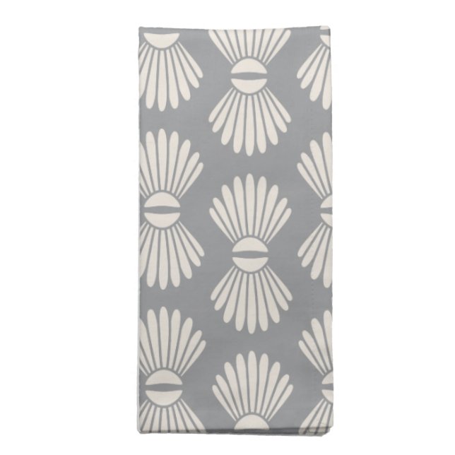 Cream Shells on Gray Cloth Napkins (Folded)