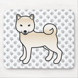 Cream Shiba Inu Cartoon Dog &amp; Paws Mouse Pad