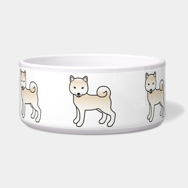 Cream Shiba Inu Cute Cartoon Dog Bowl (Front)
