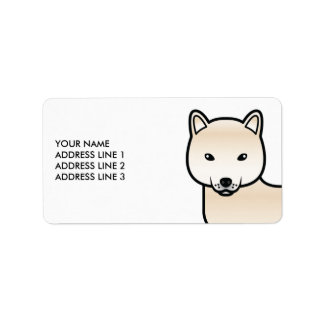 Cream Shiba Inu Cute Cartoon Dog &amp; Custom Text Label