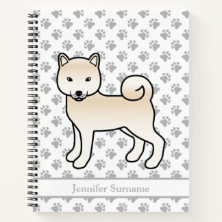 Cream Shiba Inu Cute Cartoon Dog &amp; Custom Text Notebook