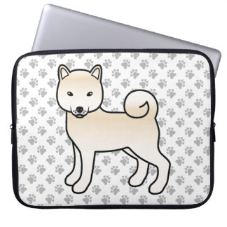 Cream Shiba Inu Cute Cartoon Dog Illustration Laptop Sleeve