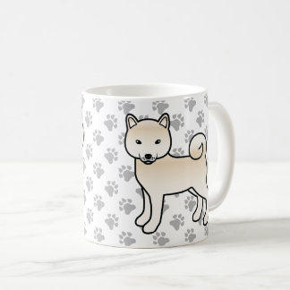Cream Shiba Inu Cute Cartoon Dog &amp; Paws Coffee Mug