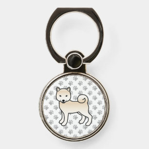 Cream Shiba Inu Cute Cartoon Dog & Paws Phone Ring Stand