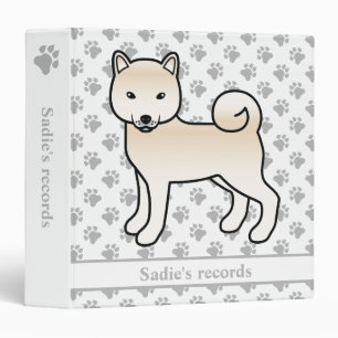 Cream Shiba Inu Dog & Pet Records Text 3 Ring Binder