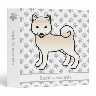 Cream Shiba Inu Dog &amp; Pet Records Text 3 Ring Binder