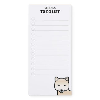 Cream Shiba Inu Dog To Do List &amp; Name Magnetic Notepad