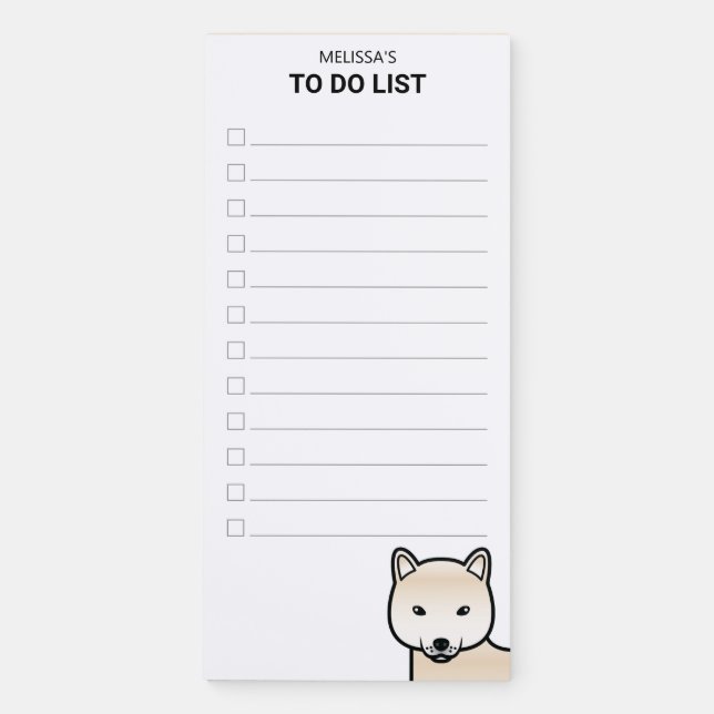 Cream Shiba Inu Dog To Do List & Name Magnetic Notepad (Front)