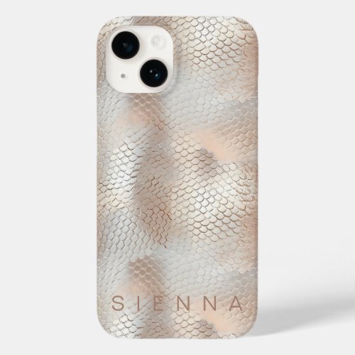 Cream Shimmer Snakeskin Animal Print Abstract Art Case_Mate iPhone 14 Case